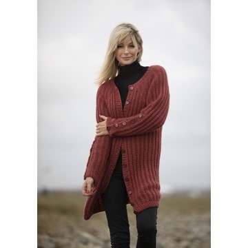 2035-6 Sørland lang jakke Alpaca Bris Strikkepakke Viking Garn