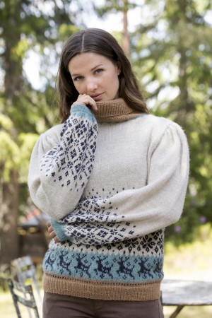 DG418-02 Svalbard genser | Beige | Alpakka Forte | Strikkepakke Dale Garn