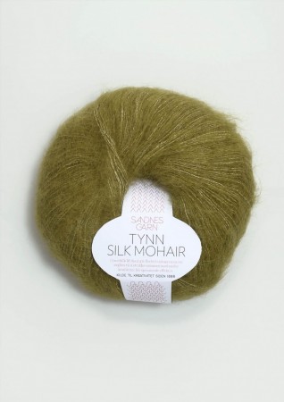 Tynn silk mohair olivengrønn melert