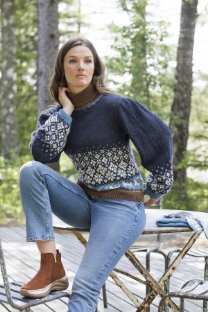 DG418-01 Svalbard genser | Indigo | Alpakka Forte Strikkepakke Dale Garn