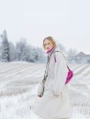 425-9 Fjære genser Grå / Rosa Fivel Strikkepakke Rauma Garn thumbnail