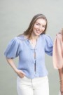 Lana Grossa Poplin blouse modell 12 eco puno blå thumbnail