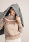 T70 Grønland genser Lys Beige Tynn Silk Mohair Strikkepakke thumbnail