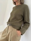 LeKnit Plain Yoke Blouse Tynn Silk Mohair og Alpakka Følgetråd Oliven thumbnail