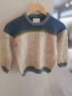 PetiteKnit Cross Sweater junior Peer Gynt Tweed, blå og grønn thumbnail