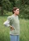 2011-10 Poppy Short Sleeve Tynn Silk Mohair Støvet lys grønn Strikkepakke thumbnail