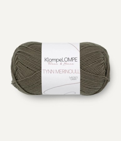 KLOMPELOMPE TYNN MERINOULL MØRK STØVET OLIVEN 9871