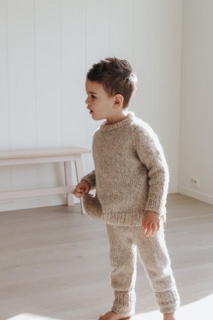 Woolly pants STRIKKEPAKKE Jord Clothing KOS lys beigemelert