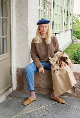 2312-1b Debutant Sweater Dame Tweed Recycled Brun