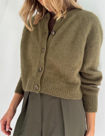 LeKnit Darcy Cardigan Sunday og Tynn Silk mohair Olivengrønn 