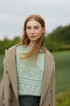 418-3 Mynte genser Finull og Alpaca Silk Lys mintgrønn