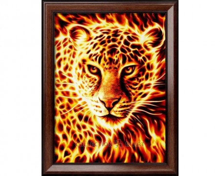 Diamond Painting Fire Leopard 30x40cm AM1849