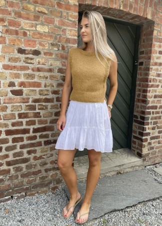 DSA101-12 Kalsitt vest GUL MELERT Strikkepakke