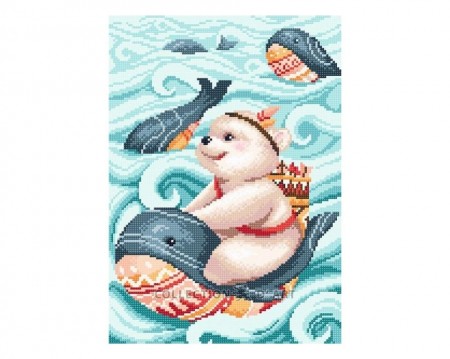 Diamond Painting Bear and a whale MC052 27x38cm