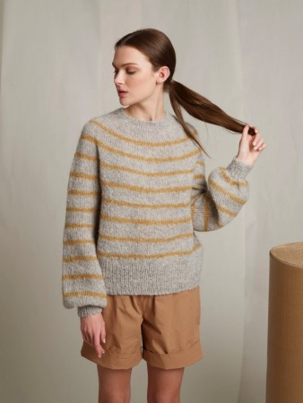 298-3 Lindas stripegenser | Alpakka Lin | Strikkepakke Rauma Garn