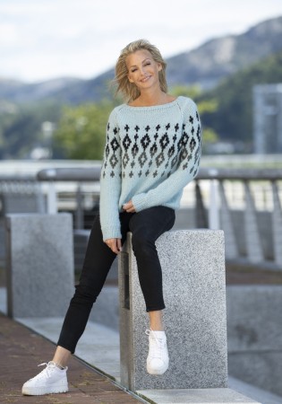 2226-2b Harper genser (lys petrol) Alpaca Bris Strikkepakke