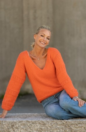 2227-5 Reese genser Alpaca Bris Oransje Strikkepakke