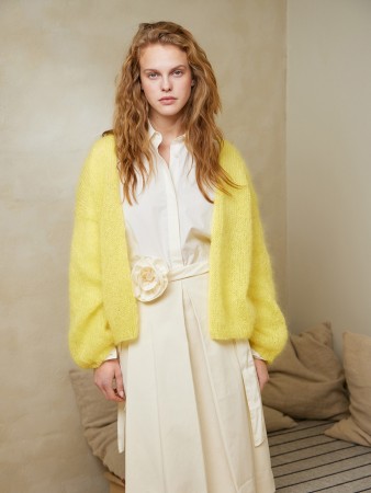 2402-1 Facile cardigan Ballerina Chunky mohair Lemon