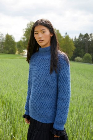 418-1 Dilon strukturgenser Finull og Alpaca Silk blå