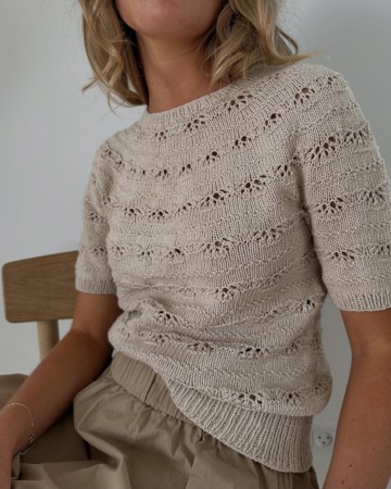 LeKnit Musling Tee LINE Mandelhvit 