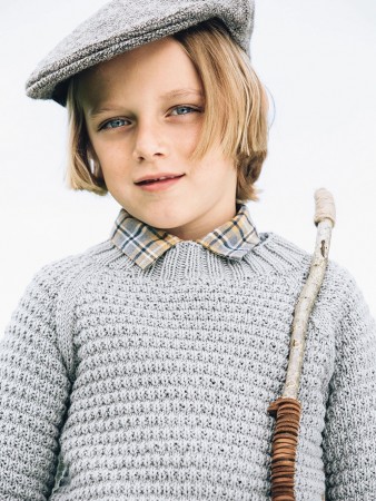 1516-3 Genser med struktur barn DUO lys grå