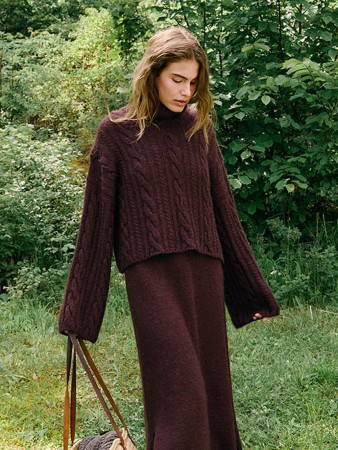 2507-1a Brady Sweater Sunday og Tynn silk mohair Dark fudge