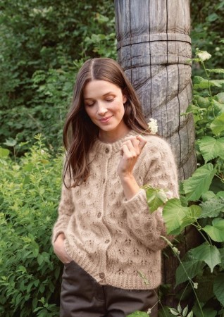 2013-4 Snøklokkejakke dame Tynn Silk Mohair Lys beige Strikkepakke 