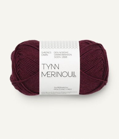 Tynn merinoull Dyp burgunder 4372