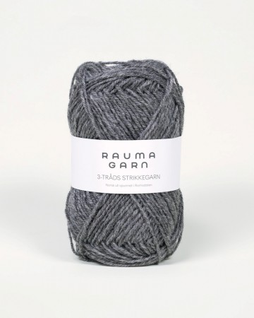 3-tråds strikkegarn Mørk grå melert - 105