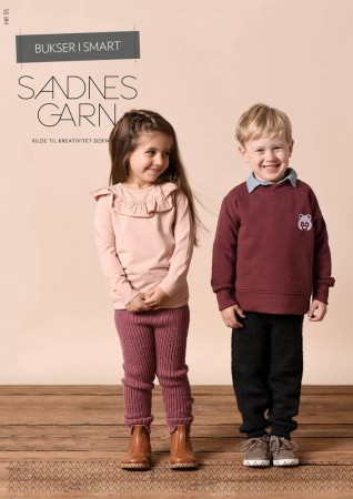 55 Bukse barn | Smart mørk gammelrosa Strikkepakke | Sandnes garn