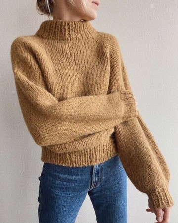 Louisiana Sweater Brunt sukker Strikkepakke PetiteKnit