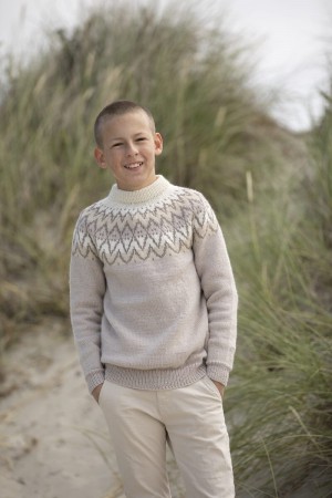 2130-2 Andreas genser barn Alpaca liten storm Strikkepakke