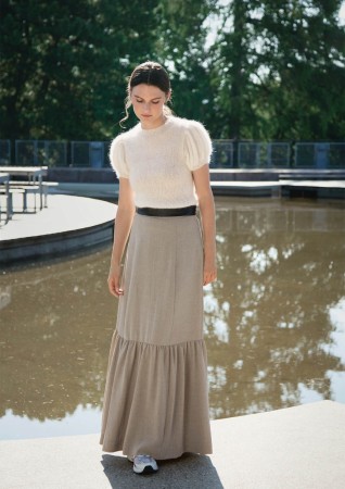 2016-9 Lucia Short Sleeve Tynn Silk Mohair Natur Strikkepakke Sandnes Garn
