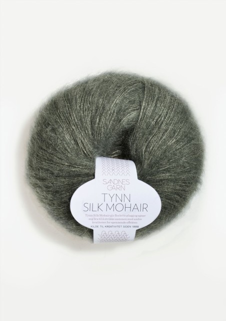 TYNN SILK MOHAIR STØVET OLIVENGRØNN 9071